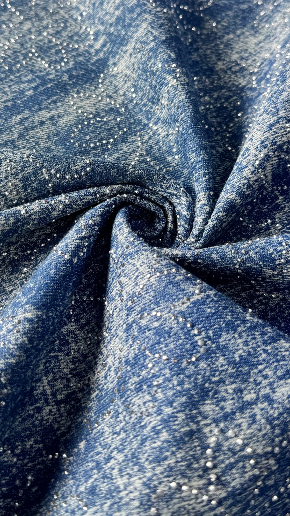 Rhinestone Flower Denim